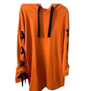ASOS Orange Long Hoodie with Ribbon Detail- Size 6 (EUC)